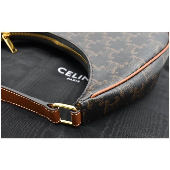 CELINE  Ava Triomphe Canvas Calfskin Shoulder Bag - Picture 5 of 11